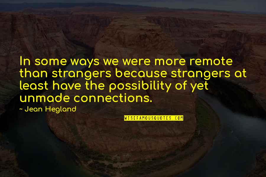 Ecumenical Ministries Quotes By Jean Hegland: In some ways we were more remote than