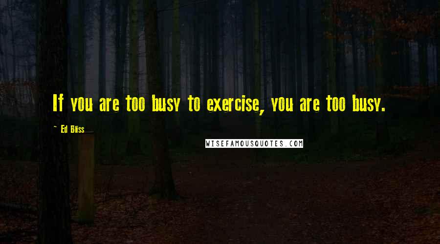 Ed Bliss quotes: If you are too busy to exercise, you are too busy.