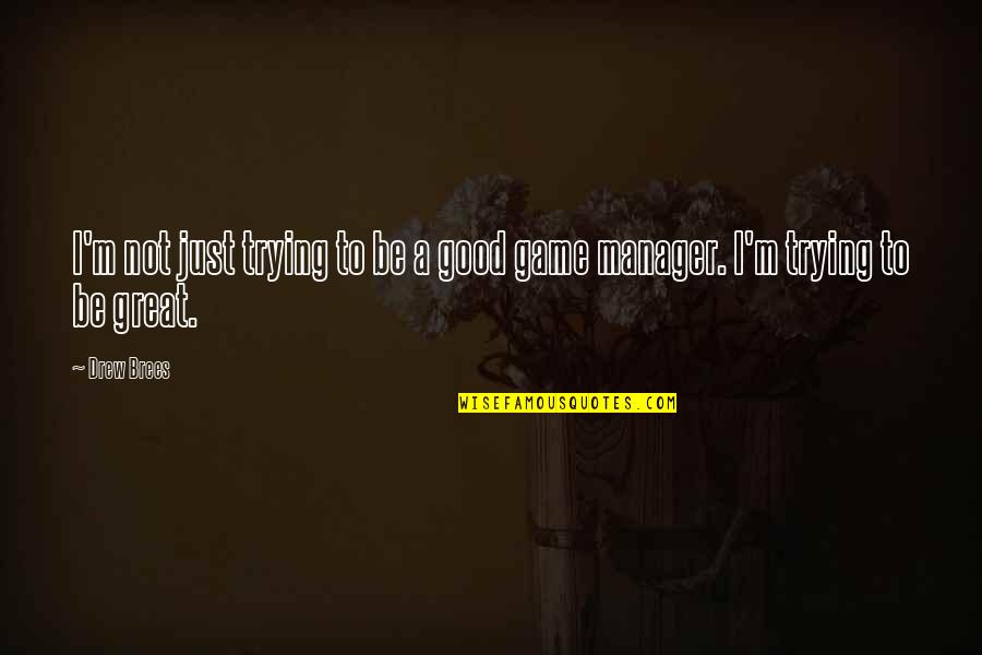Ed Sheeran Quote Quotes By Drew Brees: I'm not just trying to be a good