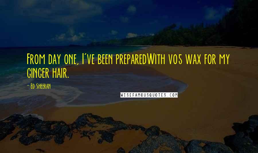 Ed Sheeran quotes: From day one, I've been preparedWith vo5 wax for my ginger hair.