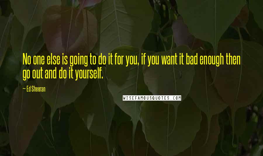Ed Sheeran quotes: No one else is going to do it for you, if you want it bad enough then go out and do it yourself.