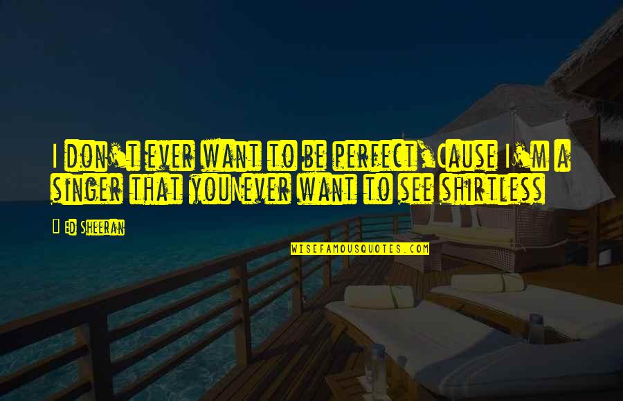Ed Sheeran Quotes By Ed Sheeran: I don't ever want to be perfect,Cause I'm