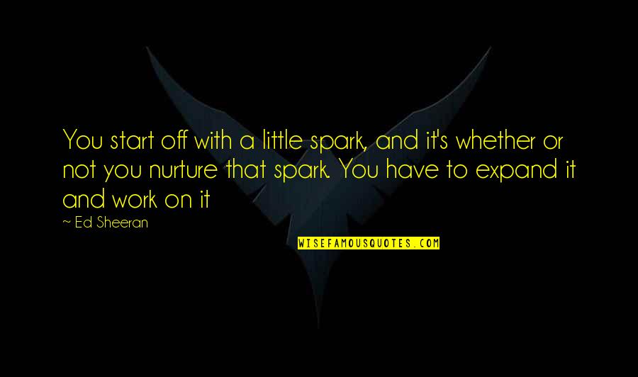 Ed Sheeran Quotes By Ed Sheeran: You start off with a little spark, and