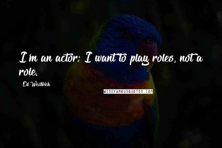 Ed Westwick quotes: I'm an actor; I want to play roles, not a role.