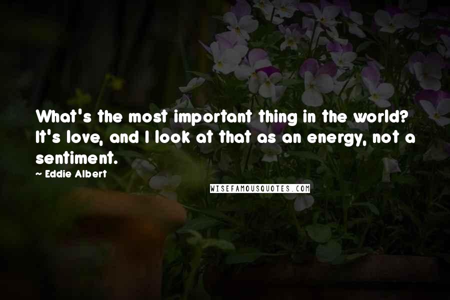 Eddie Albert quotes: What's the most important thing in the world? It's love, and I look at that as an energy, not a sentiment.