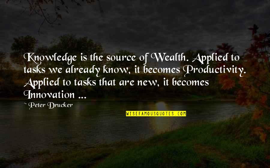 Eddie Griffins Funny Quotes By Peter Drucker: Knowledge is the source of Wealth. Applied to