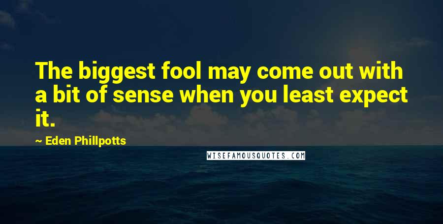 Eden Phillpotts quotes: The biggest fool may come out with a bit of sense when you least expect it.