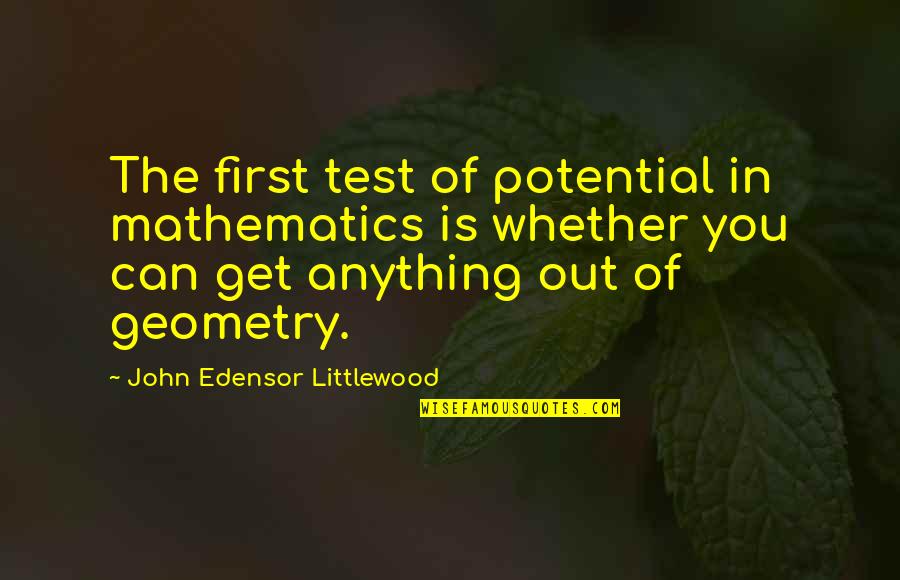 Edensor Quotes By John Edensor Littlewood: The first test of potential in mathematics is