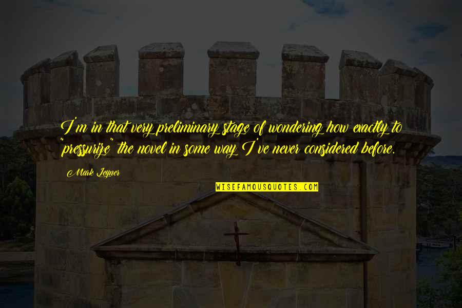 Edesio Sanchez Quotes By Mark Leyner: I'm in that very preliminary stage of wondering Edesio Sanchez Quotes By Mark Leyner: I'm in that very preliminary stage of wondering