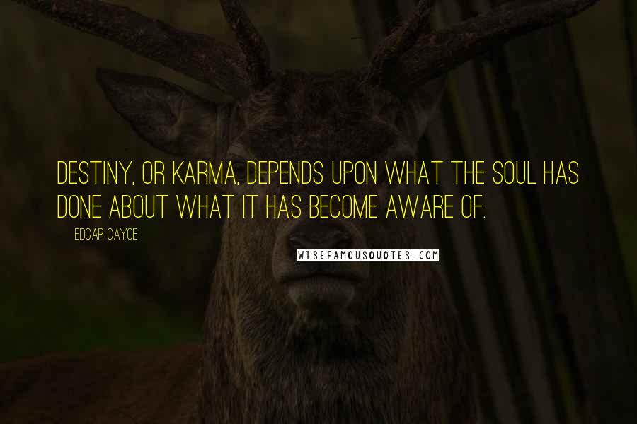 Edgar Cayce quotes: Destiny, or karma, depends upon what the soul has done about what it has become aware of.