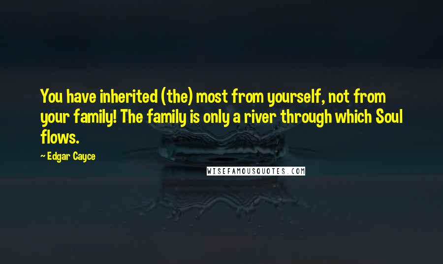 Edgar Cayce quotes: You have inherited (the) most from yourself, not from your family! The family is only a river through which Soul flows.