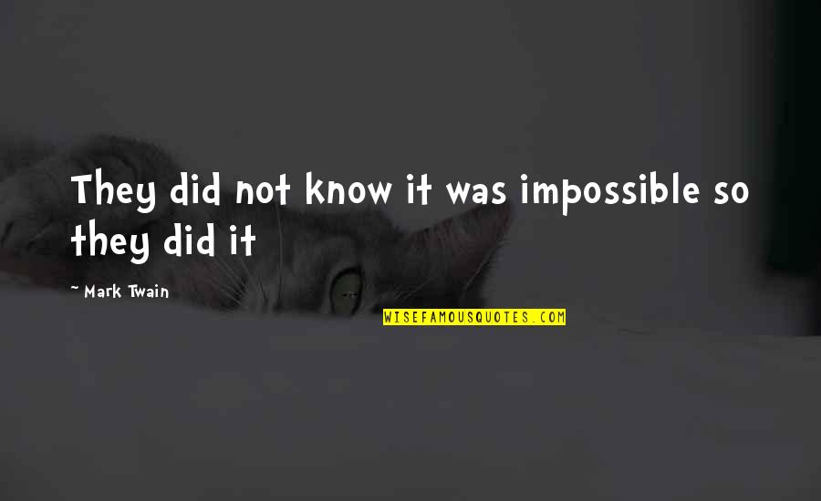 Edgar Cayce Readings Quotes By Mark Twain: They did not know it was impossible so