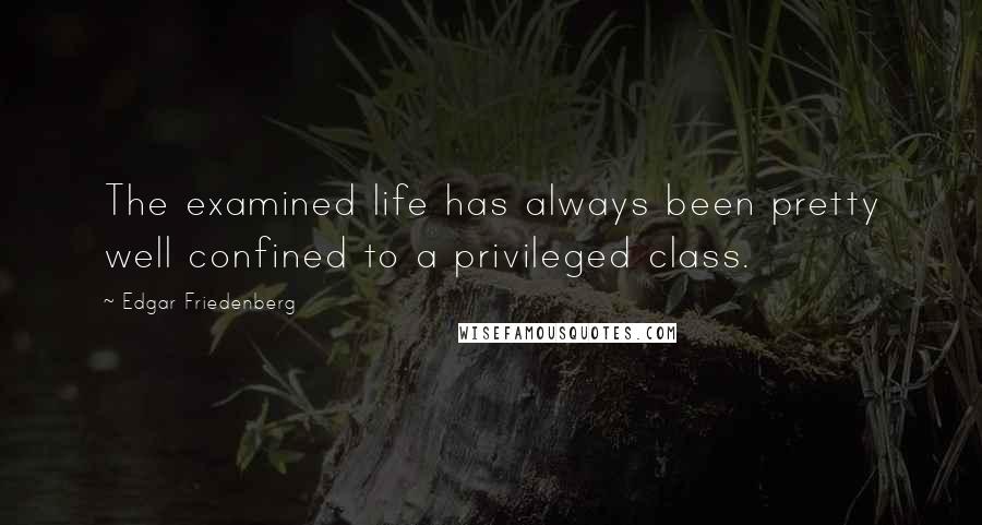 Edgar Friedenberg quotes: The examined life has always been pretty well confined to a privileged class.
