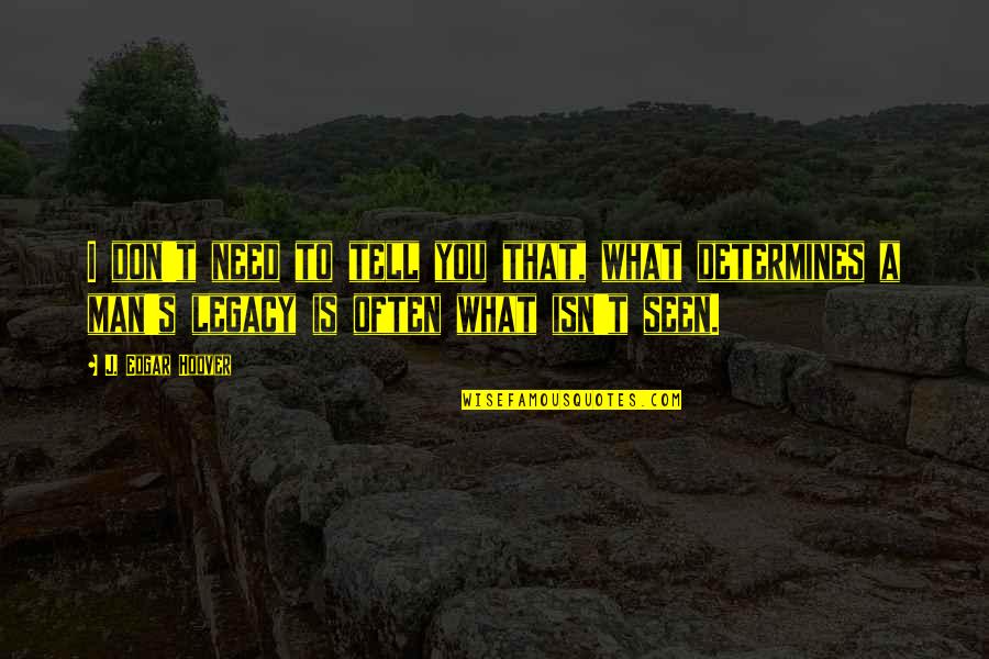 Edgar Hoover Quotes By J. Edgar Hoover: I don't need to tell you that, what