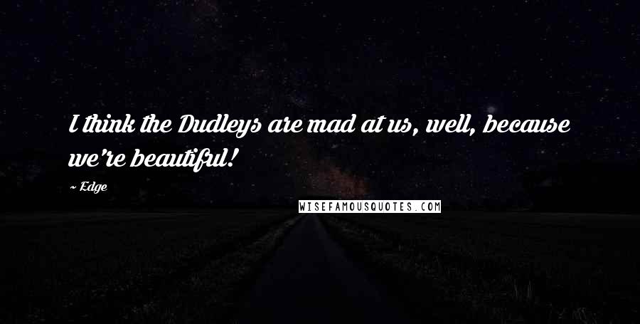 Edge quotes: I think the Dudleys are mad at us, well, because we're beautiful!