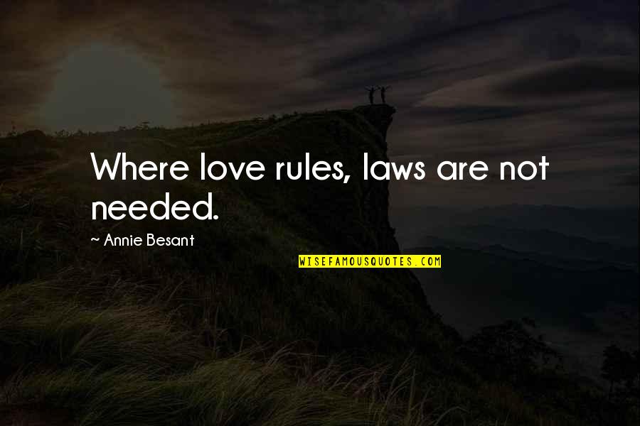 Edgy Birthday Quotes By Annie Besant: Where love rules, laws are not needed.