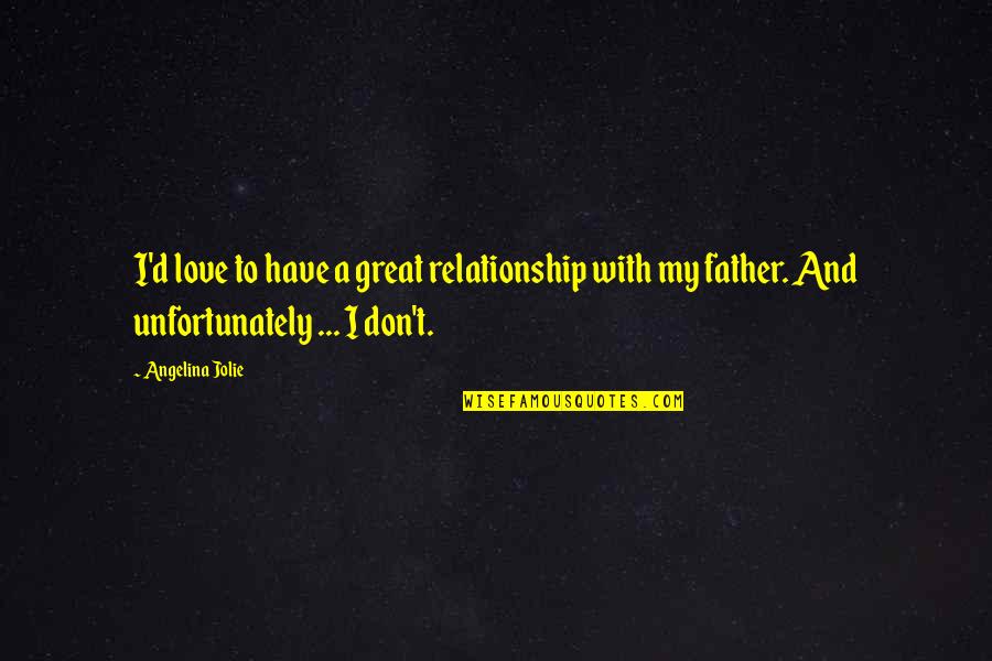 Edgy Short Quotes By Angelina Jolie: I'd love to have a great relationship with