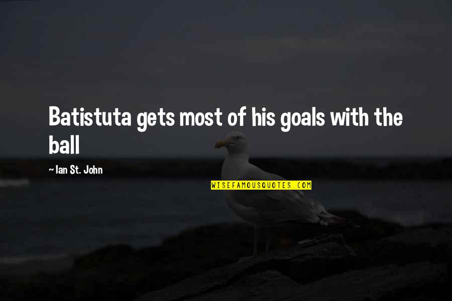 Edian Barnard Quotes By Ian St. John: Batistuta gets most of his goals with the