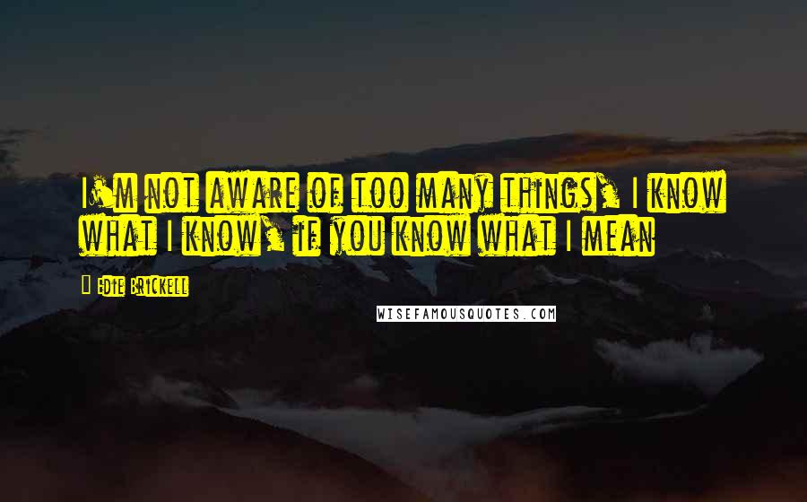 Edie Brickell quotes: I'm not aware of too many things, I know what I know, if you know what I mean