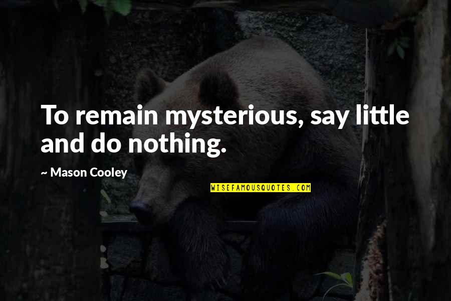 Ediface Quotes By Mason Cooley: To remain mysterious, say little and do nothing.
