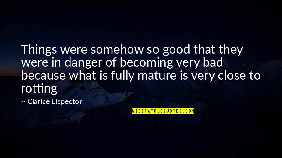 Edinger Urgent Quotes By Clarice Lispector: Things were somehow so good that they were