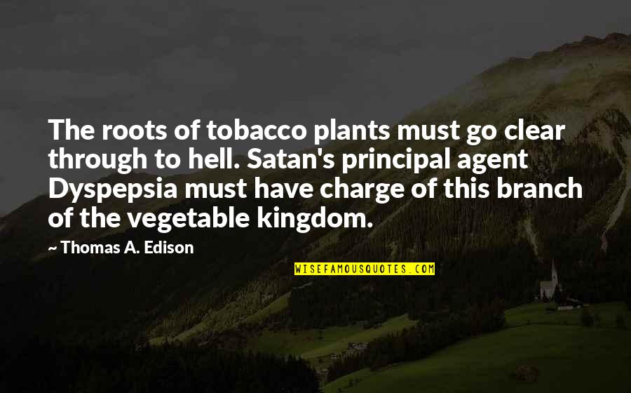 Edison's Quotes By Thomas A. Edison: The roots of tobacco plants must go clear
