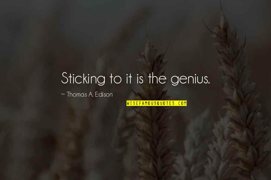 Edison's Quotes By Thomas A. Edison: Sticking to it is the genius.