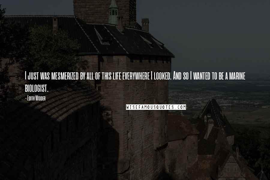 Edith Widder quotes: I just was mesmerized by all of this life everywhere I looked. And so I wanted to be a marine biologist.