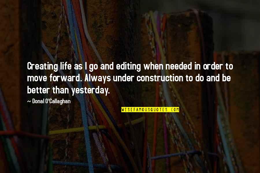 Editing In Your Life Quotes By Donal O'Callaghan: Creating life as I go and editing when Editing In Your Life Quotes By Donal O'Callaghan: Creating life as I go and editing when