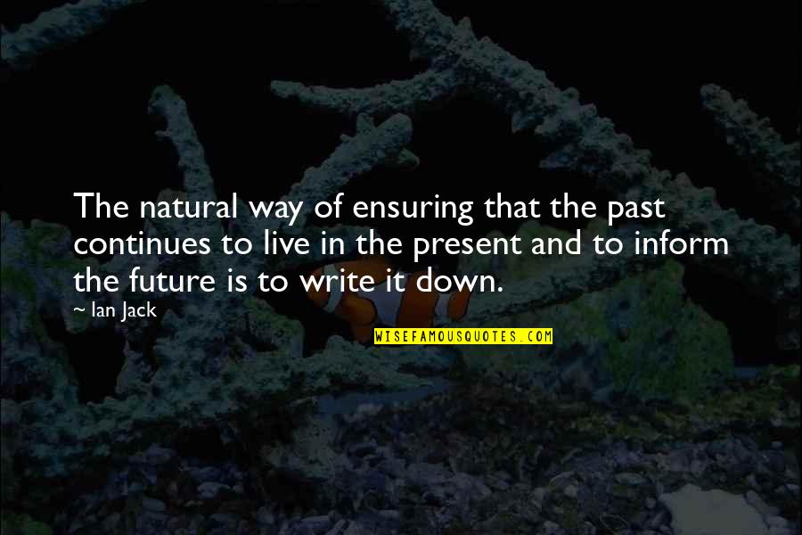 Editors And Writers Quotes By Ian Jack: The natural way of ensuring that the past