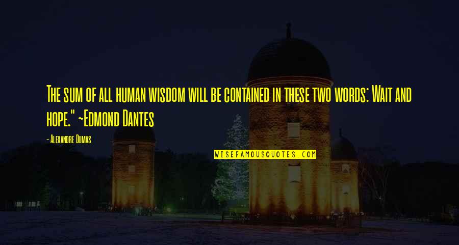 Edmond Dantes Quotes By Alexandre Dumas: The sum of all human wisdom will be
