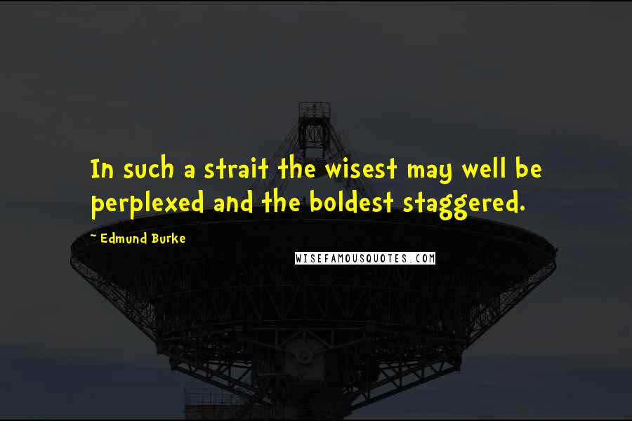 Edmund Burke quotes: In such a strait the wisest may well be perplexed and the boldest staggered.