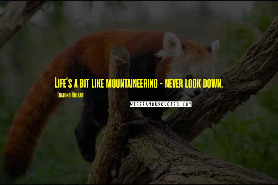 Edmund Hillary quotes: Life's a bit like mountaineering - never look down.