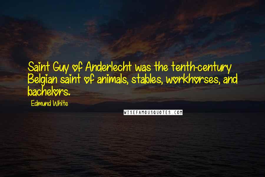 Edmund White quotes: Saint Guy of Anderlecht was the tenth-century Belgian saint of animals, stables, workhorses, and bachelors. Edmund White quotes: Saint Guy of Anderlecht was the tenth-century Belgian saint of animals, stables, workhorses, and bachelors.