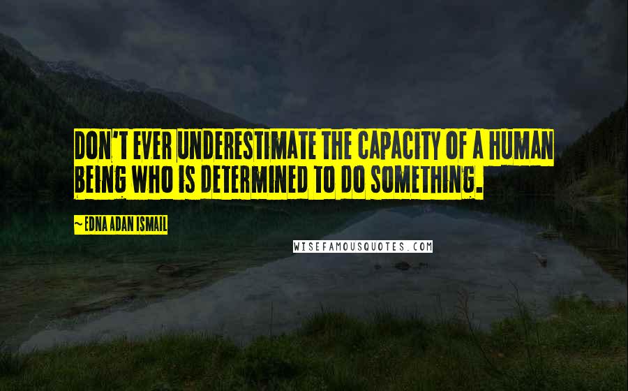 Edna Adan Ismail quotes: Don't ever underestimate the capacity of a human being who is determined to do something.