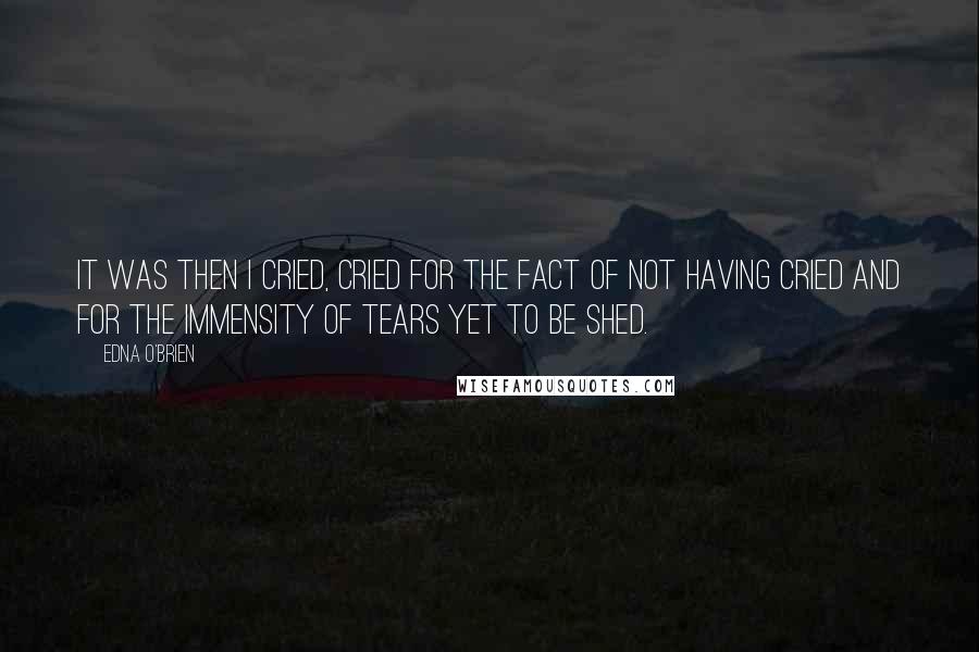 Edna O'Brien quotes: It was then I cried, cried for the fact of not having cried and for the immensity of tears yet to be shed.