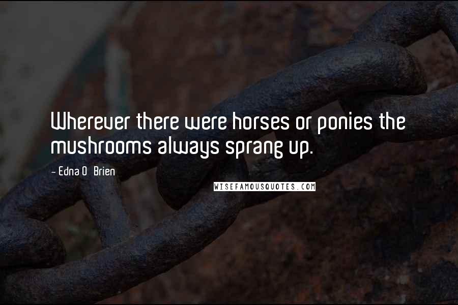 Edna O'Brien quotes: Wherever there were horses or ponies the mushrooms always sprang up.