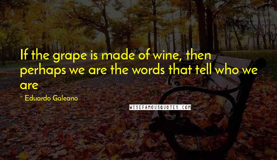 Eduardo Galeano quotes: If the grape is made of wine, then perhaps we are the words that tell who we are