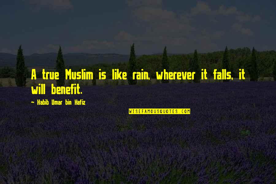 Educable Mentally Impaired Quotes By Habib Umar Bin Hafiz: A true Muslim is like rain, wherever it Educable Mentally Impaired Quotes By Habib Umar Bin Hafiz: A true Muslim is like rain, wherever it