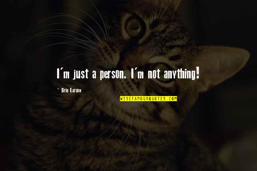 Education By Famous Philosophers Quotes By Brie Larson: I'm just a person. I'm not anything!