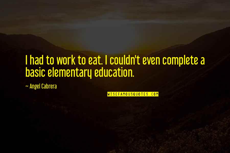 Education For Elementary Quotes By Angel Cabrera: I had to work to eat. I couldn't