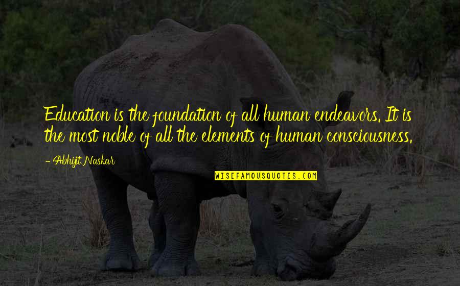 Education Foundation Quotes By Abhijit Naskar: Education is the foundation of all human endeavors.