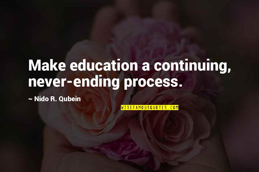 Education Is Never Ending Quotes By Nido R. Qubein: Make education a continuing, never-ending process.