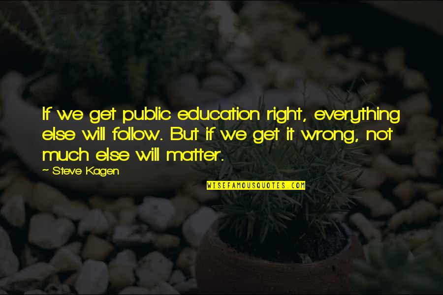 Education Is Not Everything Quotes By Steve Kagen: If we get public education right, everything else