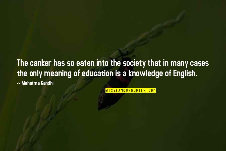 Education Mahatma Gandhi Quotes By Mahatma Gandhi: The canker has so eaten into the society