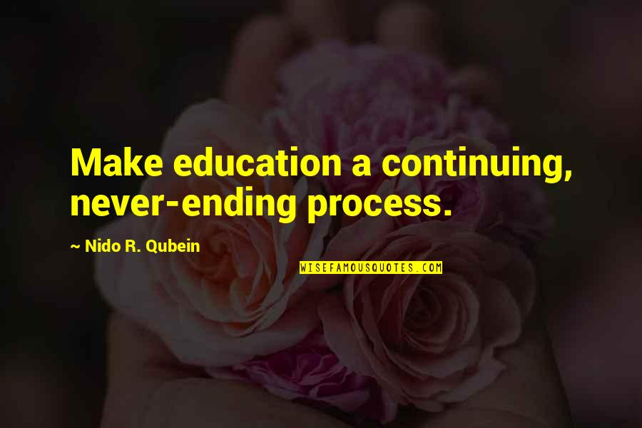 Education Never Ending Quotes By Nido R. Qubein: Make education a continuing, never-ending process.