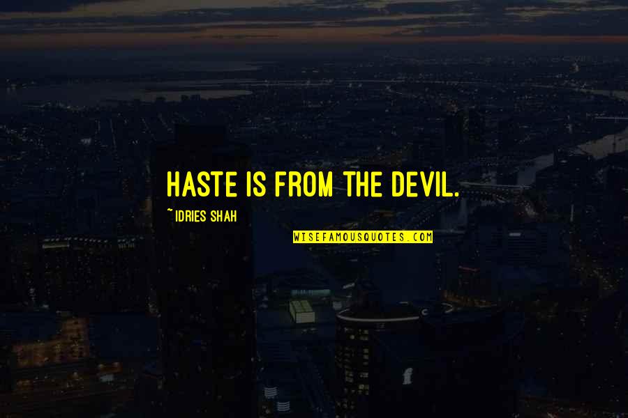 Education Philosophies Quotes By Idries Shah: Haste is from the Devil.