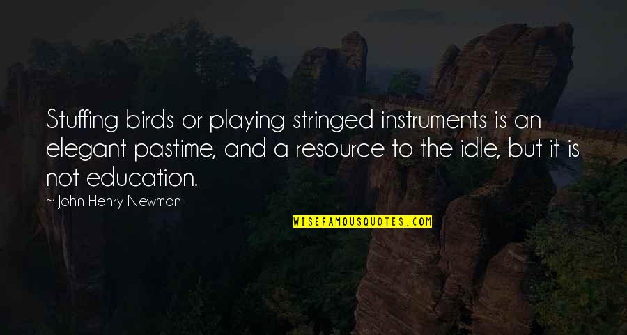 Education Resource Quotes By John Henry Newman: Stuffing birds or playing stringed instruments is an