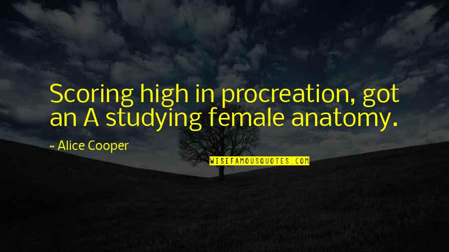 Education Study Studying Quotes By Alice Cooper: Scoring high in procreation, got an A studying