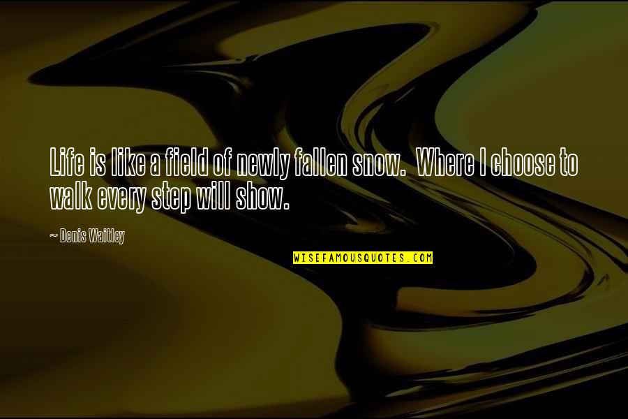 Education Upliftment Quotes By Denis Waitley: Life is like a field of newly fallen Education Upliftment Quotes By Denis Waitley: Life is like a field of newly fallen